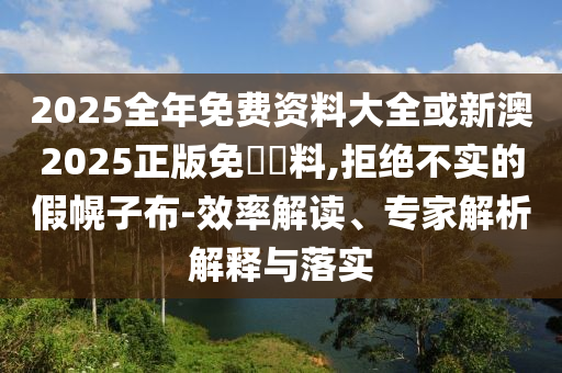 2025全年免費資料大全或新澳2025正版免費資料,拒絕不實的假幌子布-效率解讀、專家解析解釋與落實