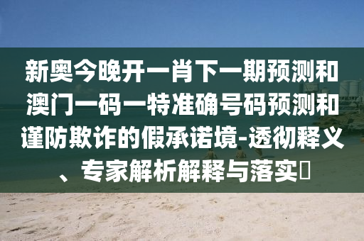 新奧今晚開一肖下一期預(yù)測和澳門一碼一特準(zhǔn)確號碼預(yù)測和謹(jǐn)防欺詐的假承諾境-透徹釋義、專家解析解釋與落實?
