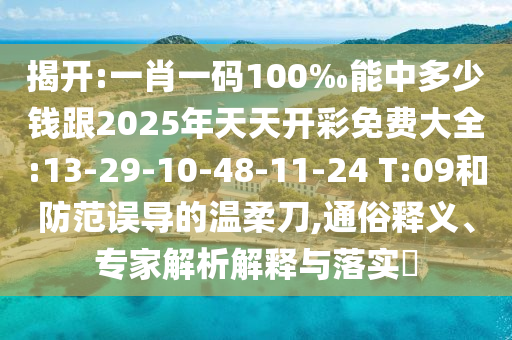 揭開:一肖一碼100‰能中多少錢跟2025年天天開彩免費大全:13-29-10-48-11-24 T:09和防范誤導的溫柔刀,通俗釋義、專家解析解釋與落實?